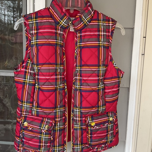 St Johns Bay Womens Small Red Plaid Quilted Puffer Vest EUC - Picture 6 of 9